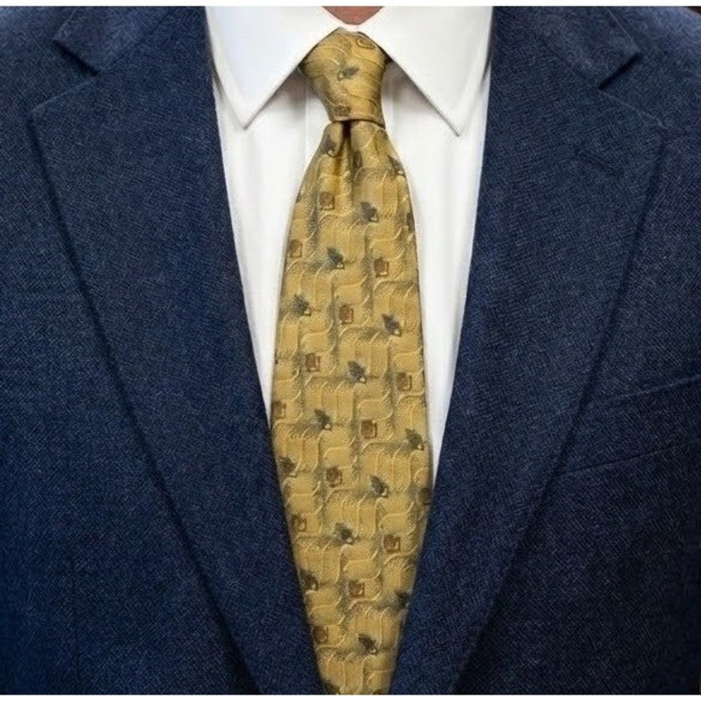 Robert Talbott Tie Best Of Class Gold Abstract Pattern‎ Necktie Elegant Classic